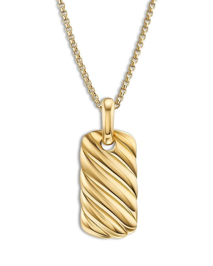 商品David Yurman|18K Yellow Gold Sculptured Cable Rectangular Dog Tag Enhancer Pendant,价格¥6357,第2张图片详细描述