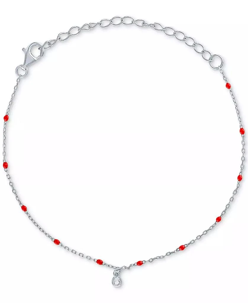 商品Macy's|Diamond Accent Bezel & Enamel Bead Bracelet in Sterling Silver or 14k Gold-Plated Sterling Silver,价格¥261,第1张图片