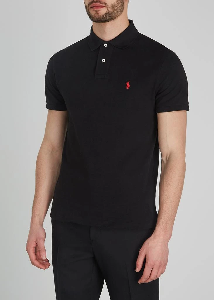 商品Ralph Lauren|Black custom slim piqué cotton polo shirt,价格¥357,第2张图片详细描述