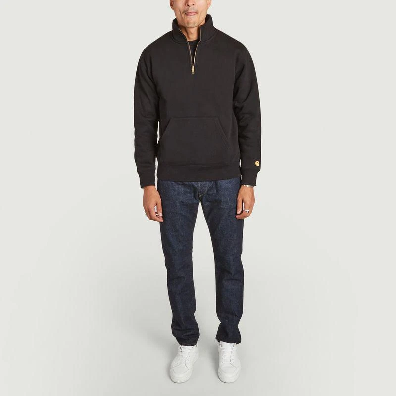 商品Carhartt|Chase Neck brushed zip-up sweatshirt Black Gold CARHARTT WIP,价格¥697,第4张图片详细描述