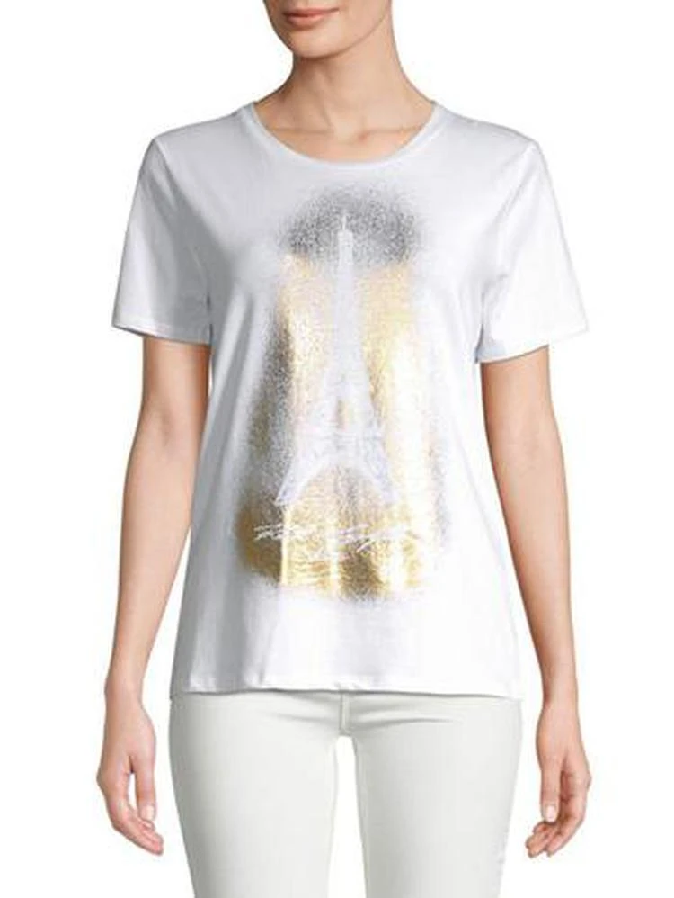 商品Karl Lagerfeld Paris|Stretch Cotton Eiffel Tower-Print Tee,价格¥150,第5张图片详细描述