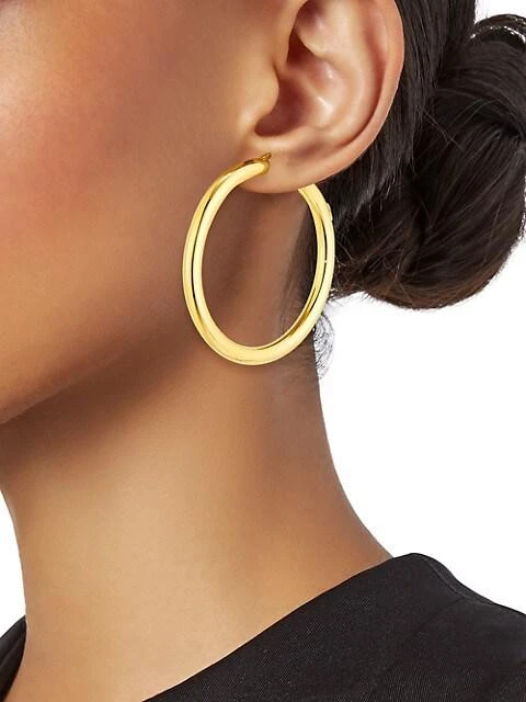 商品Roberto Coin|18K Yellow Gold Round Tubular Hoop Earrings, 43MM,价格¥22914,第2张图片详细描述