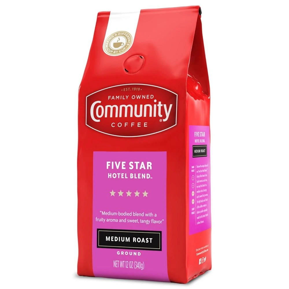 商品Community Coffee|5 Star Hotel Blend Medium Roast Premium Ground Coffee, 12 Oz - 6 Pack,价格¥463,第3张图片详细描述