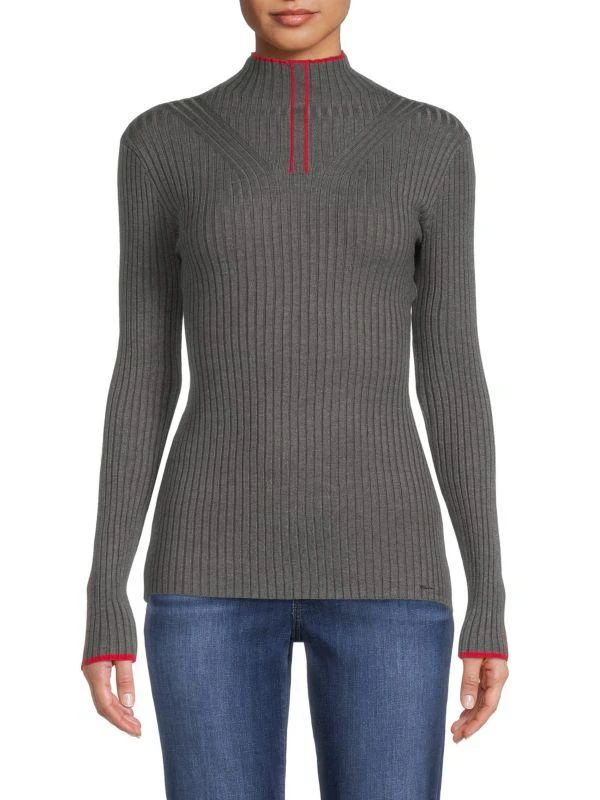 商品Patrizia Luca|Mockneck Ribbed Knit Top,价格¥277,第1张图片