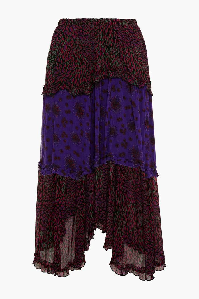 商品ba&sh|Gapi tiered paneled printed georgette midi skirt,价格¥324,第1张图片