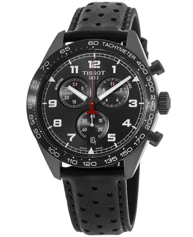 Tissot PRS 516 Chronograph Black Dial Leather Strap Men's Watch T131.617.36.052.00商品第1张图片规格展示