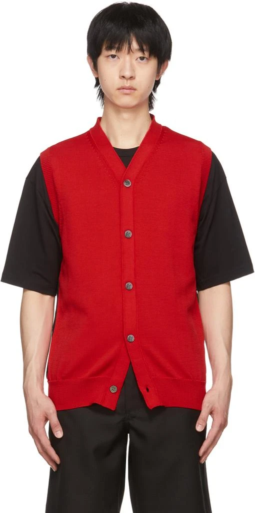 商品Comme des Garcons|Red & Black Knit Vest Cardigan,价格¥674,第1张图片