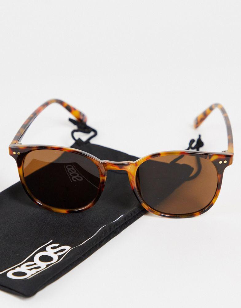 ASOS DESIGN frame fine frame round sunglasses in dark crystal tort商品第3张图片规格展示