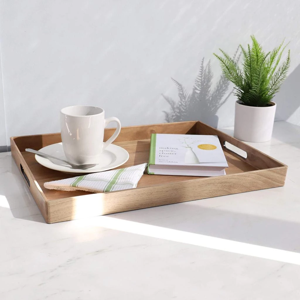 商品Home Basics|Home Basics Rustic Wood Like Serving Tray,价格¥166,第2张图片详细描述
