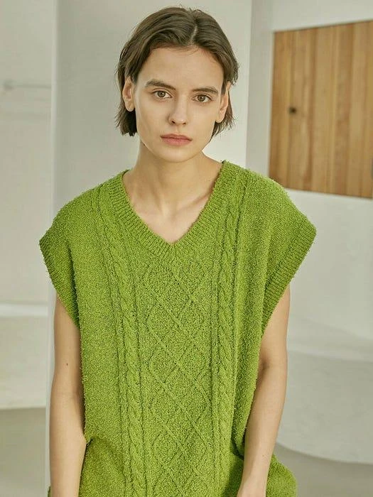 商品MARCATORY|Tail Yarn Vest_Green,价格¥631,第2张图片详细描述