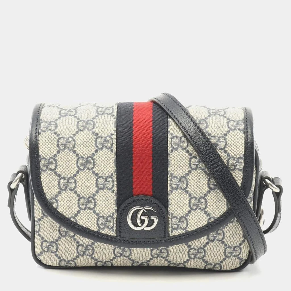 商品[二手商品] Gucci|Gucci Beige/Navy/Red Coated Canvas Leather Ophidia GG Supreme Sherry Shoulder Bag,价格¥16398,第1张图片