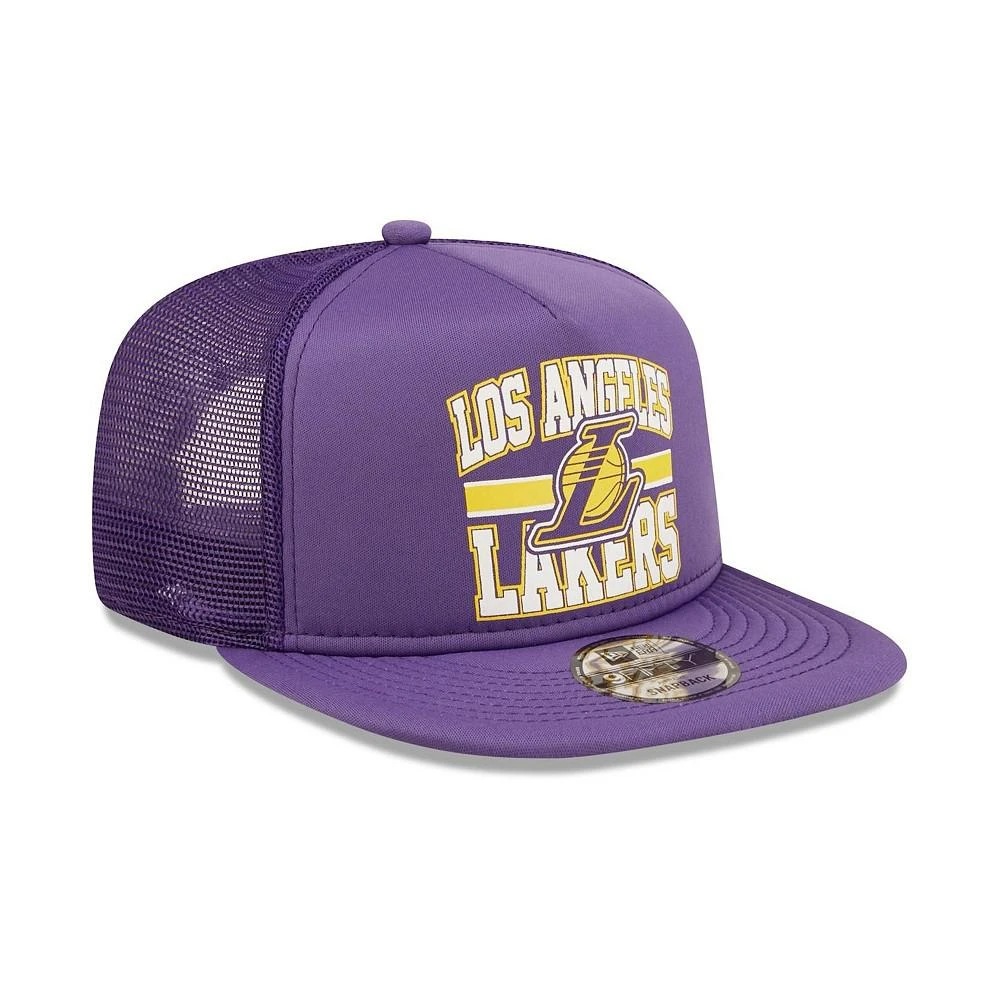 商品New Era|Men's Purple Los Angeles Lakers Logo A-Frame 9Fifty Trucker Snapback Hat,价格¥199,第4张图片详细描述