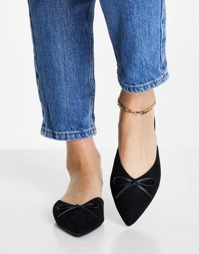 商品ASOS|ASOS DESIGN Lewi pointed flat mules in black,价格¥82,第2张图片详细描述