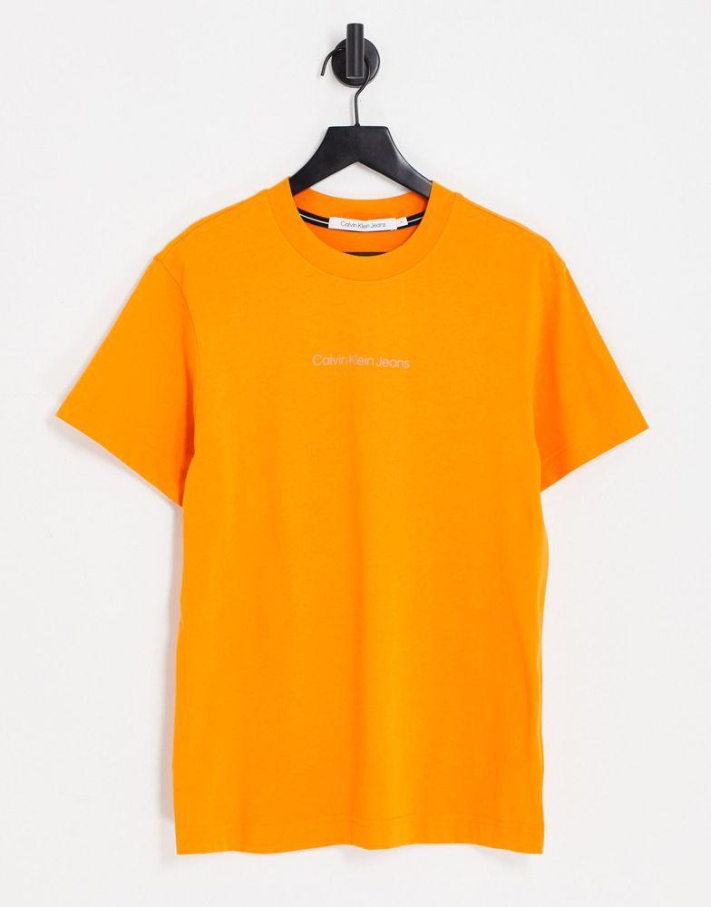 商品Calvin Klein|Calvin Klein Jeans blocking capsule back graphic boxy fit t-shirt in orange exclusive to ASOS,价格¥360,第4张图片详细描述
