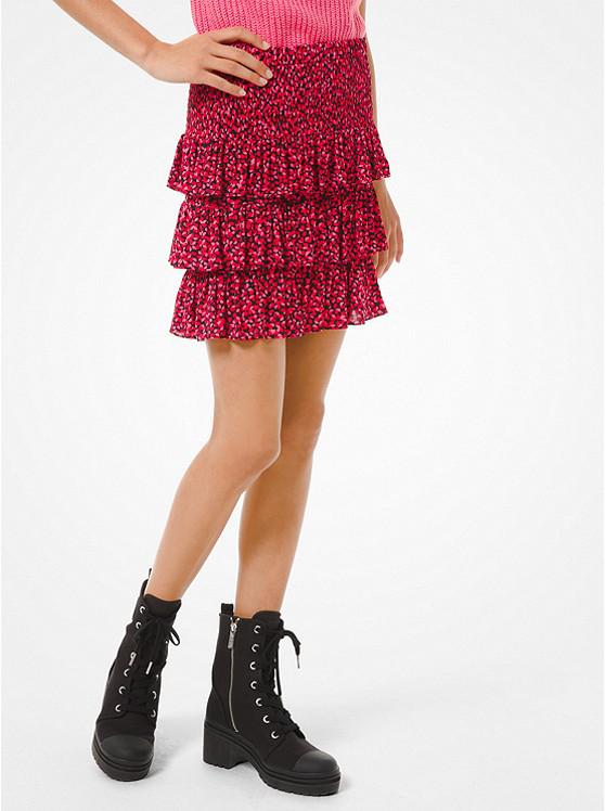 Petal Stretch Viscose Tiered Ruffle Skirt商品第1张图片规格展示
