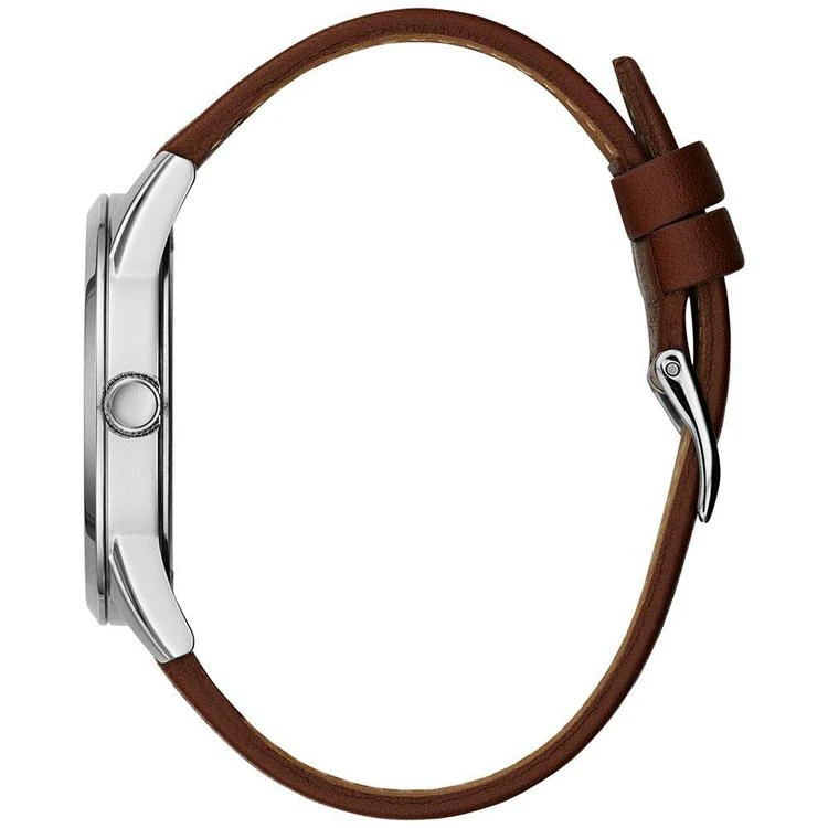 商品GUESS|Men's Diamond-Accent Brown Leather Strap Watch 42mm, Created for Macy's,价格¥561,第3张图片详细描述