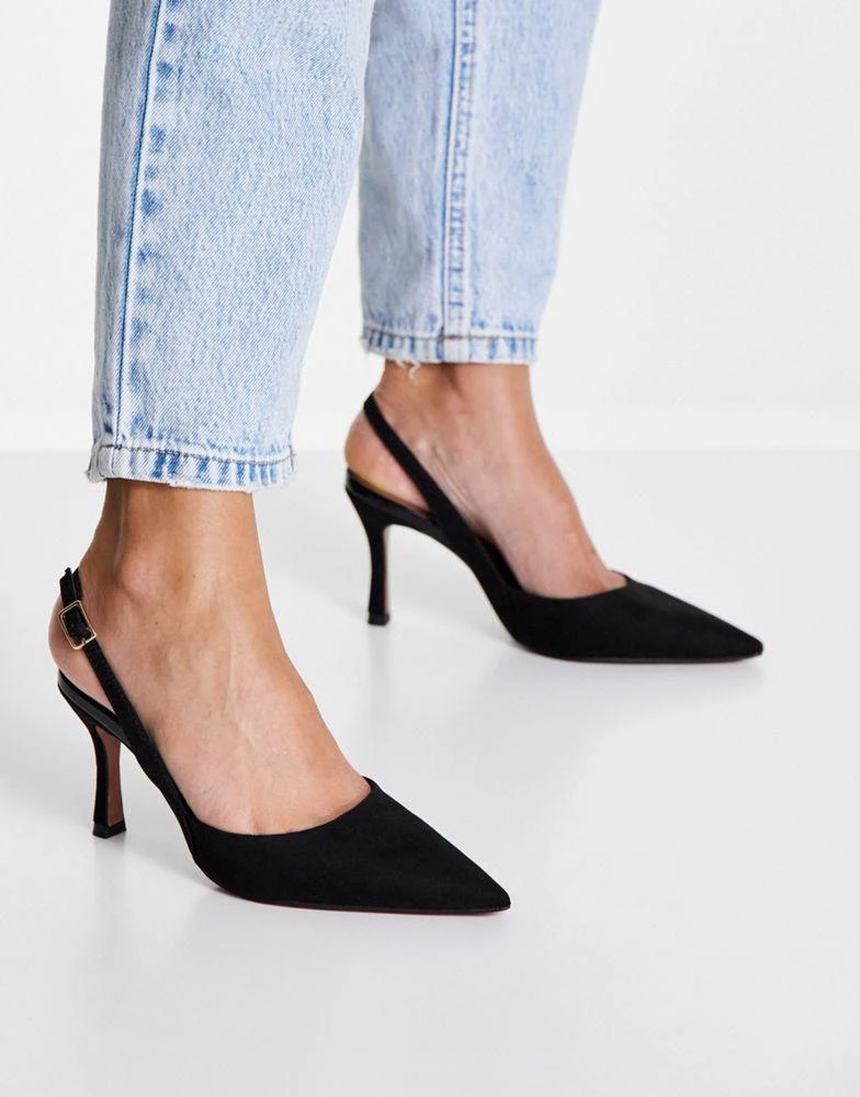 商品ASOS|ASOS DESIGN Samber slingback stiletto heels in black,价格¥193,第4张图片详细描述