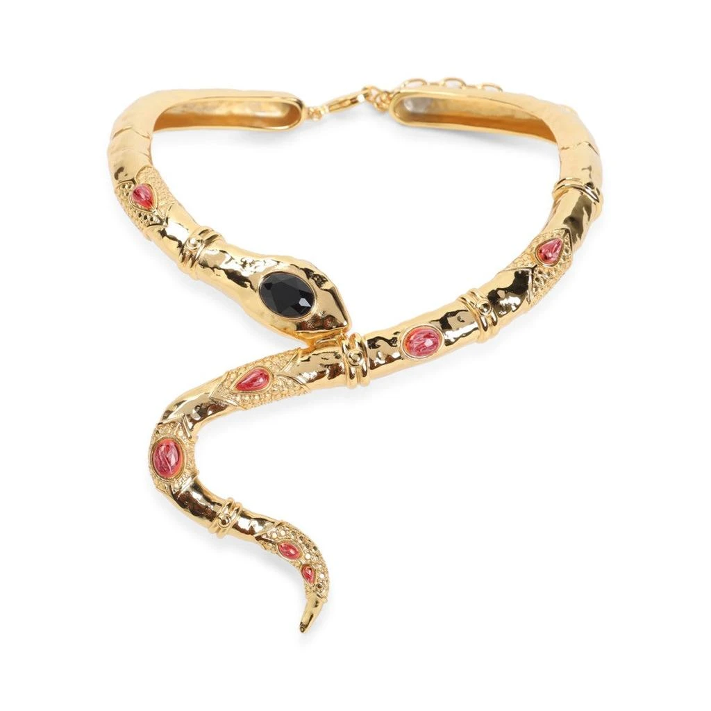商品Roberto Cavalli|Snake-Inspired Brass Necklace With Gemstone Accents,价格¥13737,第1张图片