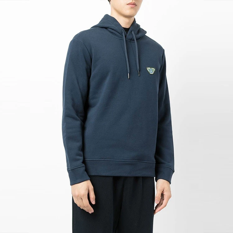 商品[国内直发] Emporio Armani|阿玛尼/ 标贴套头长袖连帽卫衣 男款 蓝色,价格¥1400,第4张图片详细描述