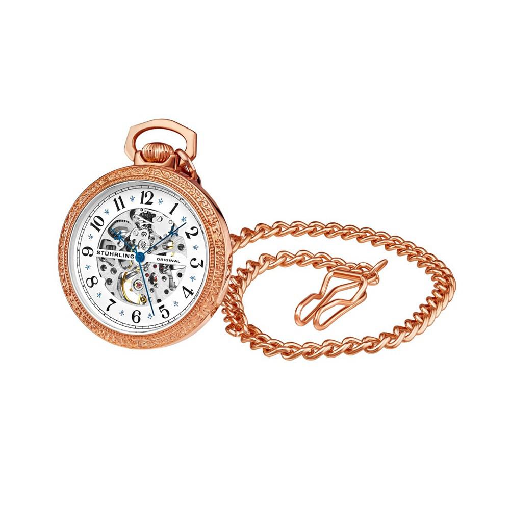 Women's Rose Gold Stainless Steel Chain Pocket Watch 48mm商品第1张图片规格展示