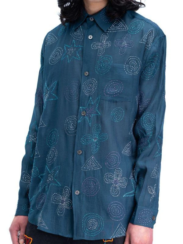 商品Glass Cypress|Floral-Embroidered Button-Front Shirt,价格¥1384,第3张图片详细描述