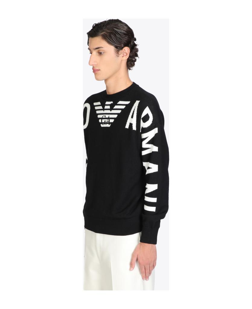 商品Emporio Armani|Pullover Black wool sweater with front logo.,价格¥2001,第5张图片详细描述