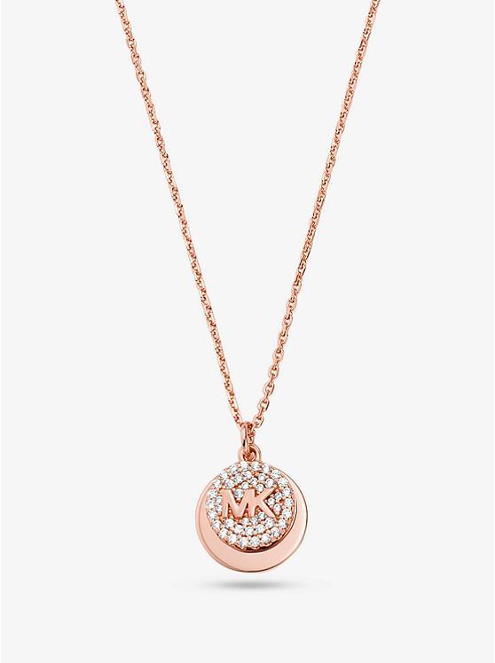 商品Michael Kors|Precious Metal-Plated Sterling Silver Pavé Logo Disc Necklace,价格¥741,第1张图片