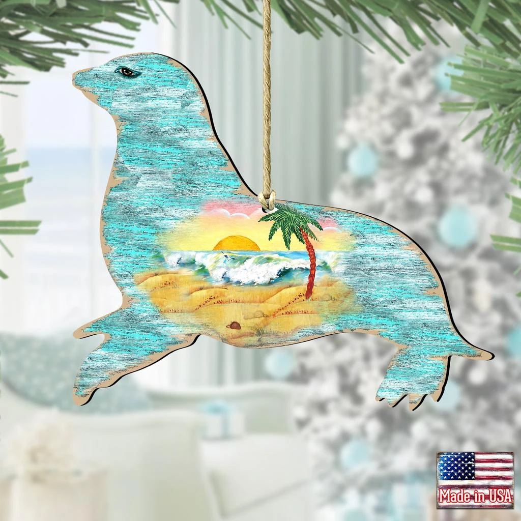 商品Designocracy|Designocracy Sea Lions - 8198532 Wooden Ornaments Set of 2,价格¥206,第2张图片详细描述