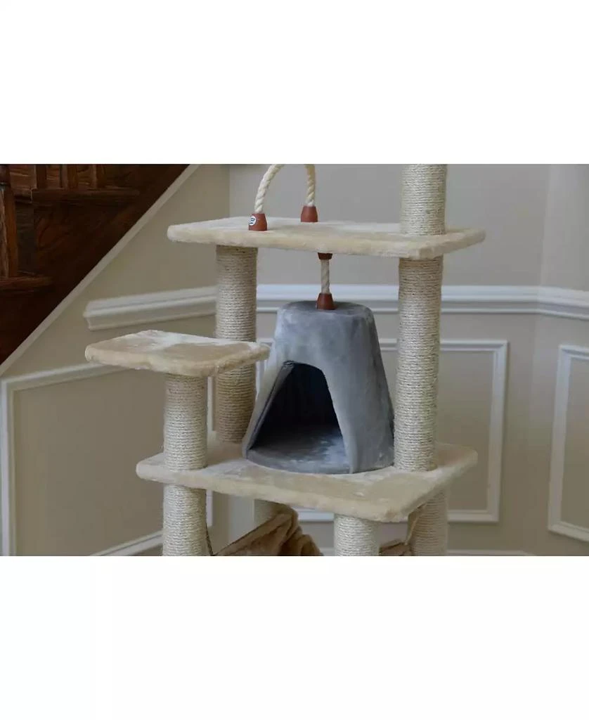 65" Real Wood Cat Tree With Rope, Hammock, Playhouse 商品