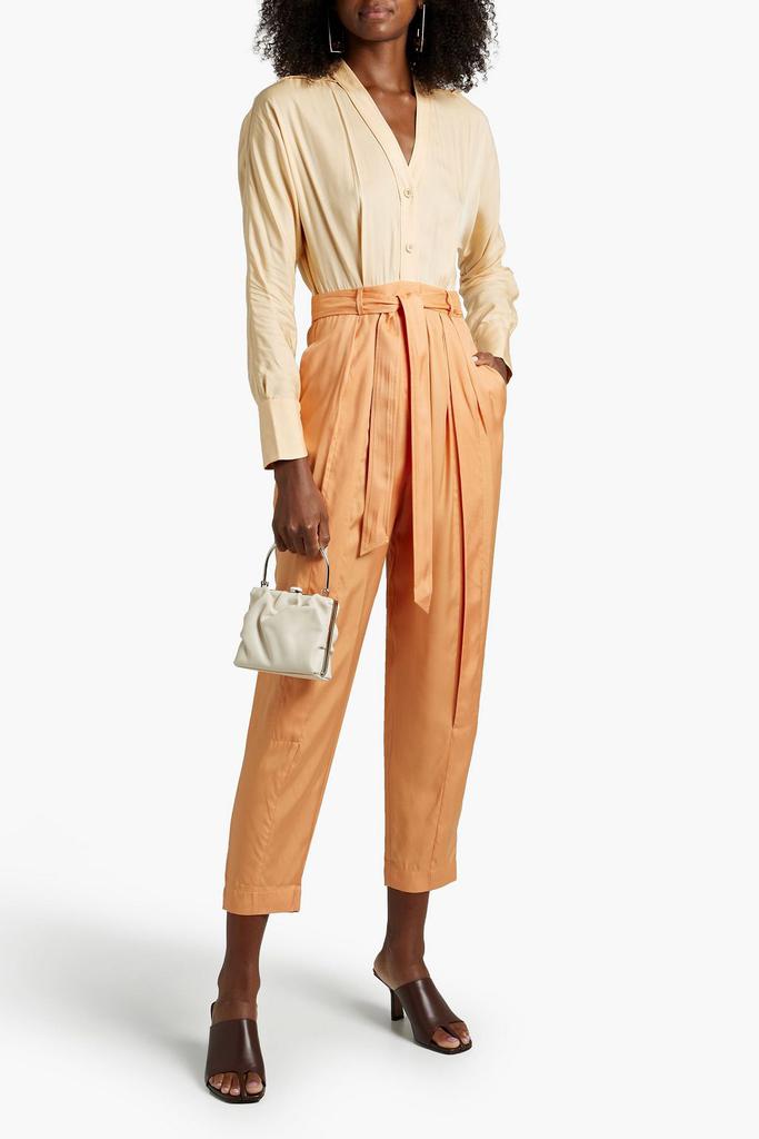 Zephrina cropped pleated two-tone satin jumpsuit商品第4张图片规格展示