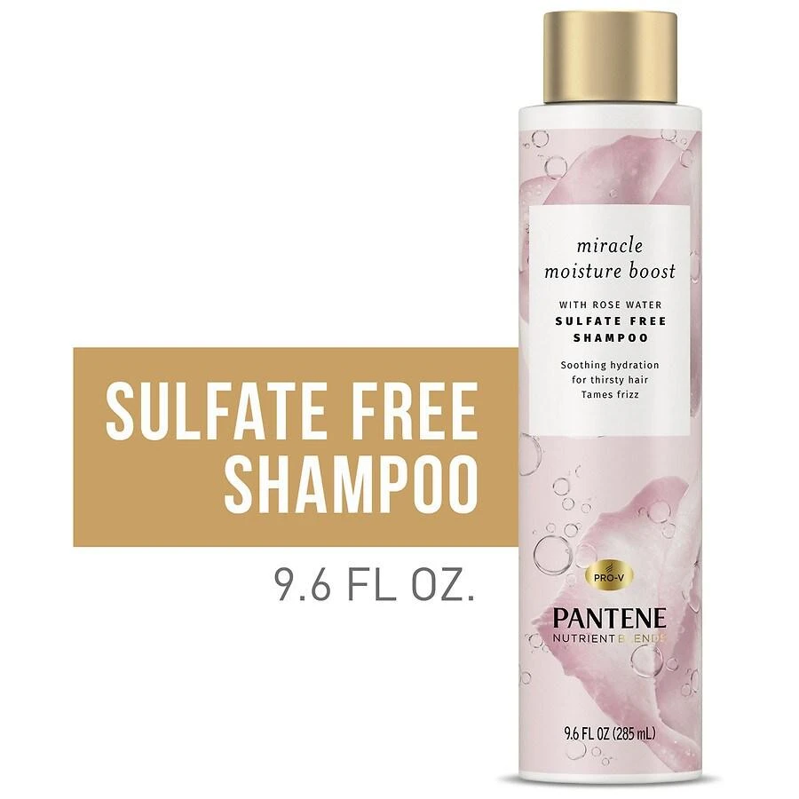 Pantene Nutrient Blends Miracle Moisture Boost Rose Water Shampoo for Dry Hair, Sulfate Free 4