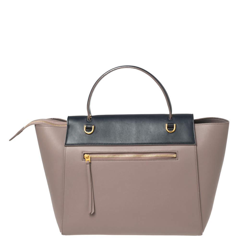 商品[二手商品] Celine|Celine Beige/Navy Blue Leather Mini Belt Top Handle Bag,价格¥12195,第6张图片详细描述