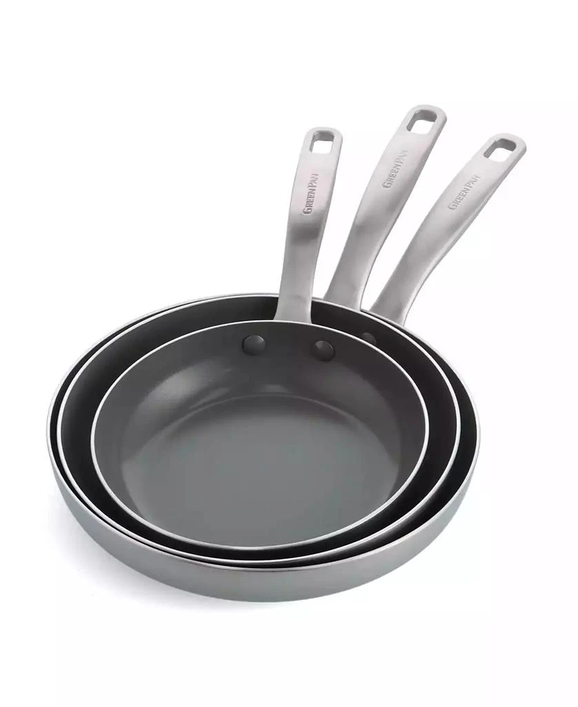 商品Greenpan|Chatham Tri-Ply Stainless Steel Ceramic Nonstick 3 Piece Frying Pan Set,价格¥1855,第1张图片