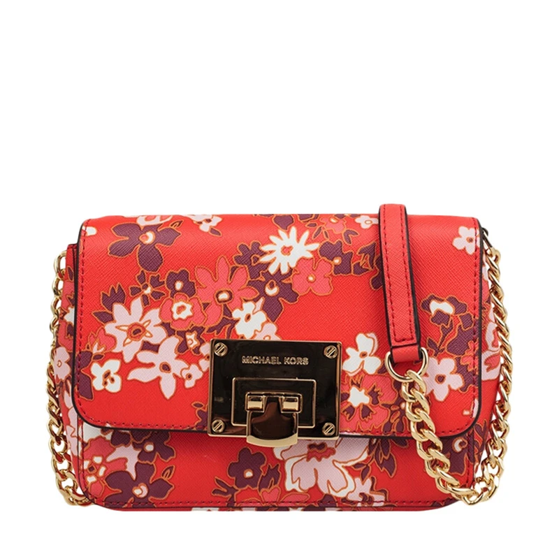 商品Michael Kors|Michael Kors 迈克高仕 TINA系列女士小号红色皮质时尚印花单肩斜挎包 35H7GT4C5R-dksan,价格¥660,第1张图片