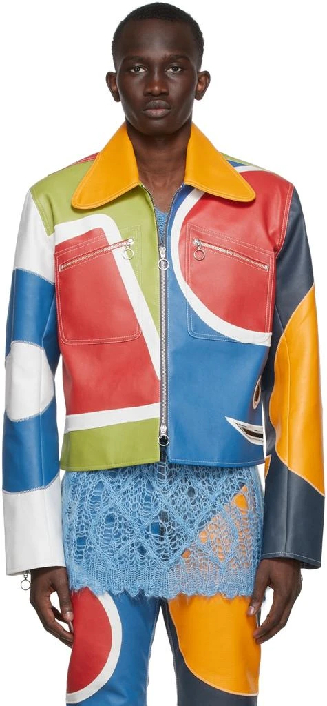 商品Charles Jeffrey Loverboy|Multicolor Faux-Leather Patch Jacket,价格¥4237,第1张图片