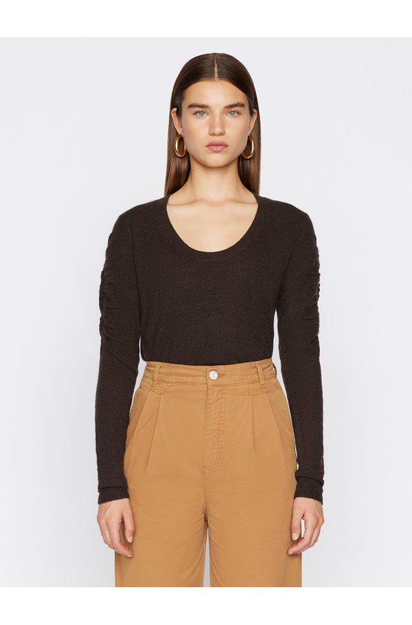 商品FRAME|Frame - Long Sleeve Scoop Neck Sweater in Americano,价格¥3202,第1张图片