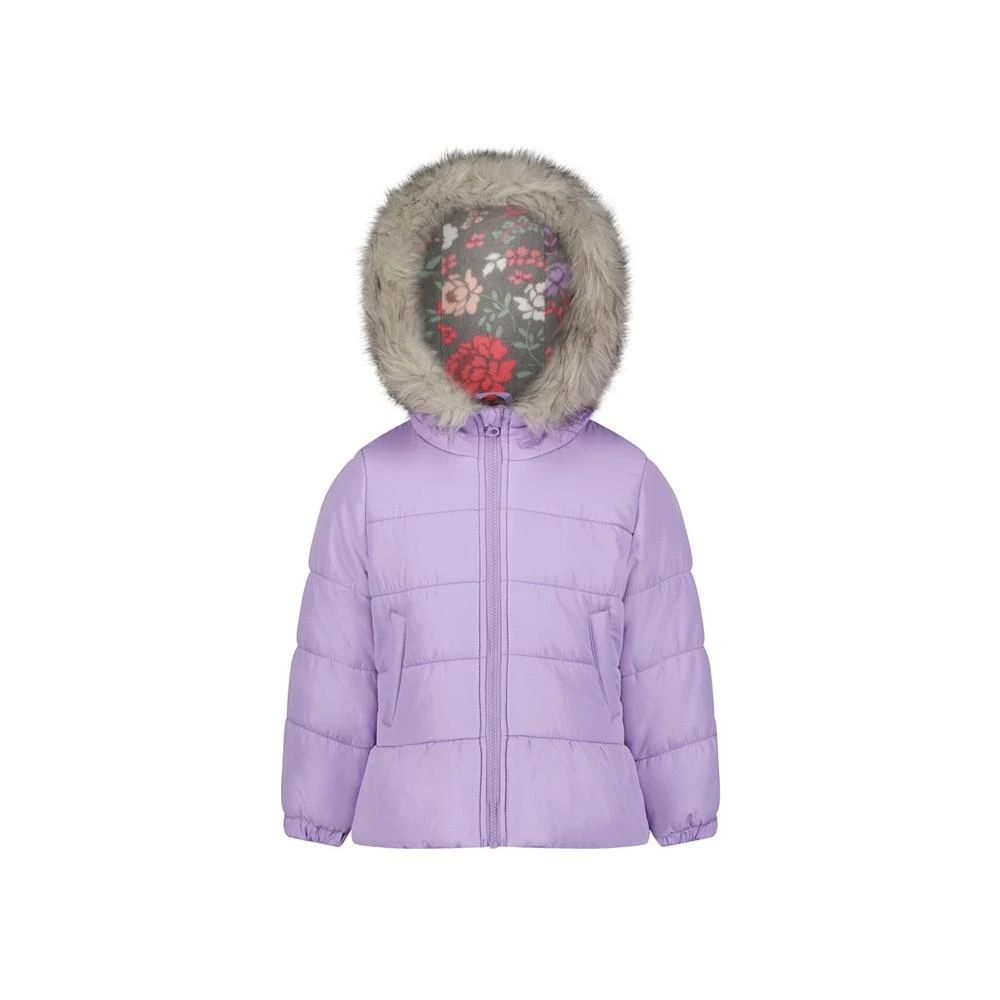 商品Weathertamer|Toddler Girls Solid with Faux Fur Trim Jacket and Fleece Beanie Set,价格¥97,第3张图片详细描述