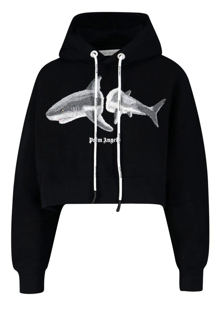 商品Palm Angels|Palm Angels Logo-Print Drawstring Hoodie,价格¥4495,第1张图片