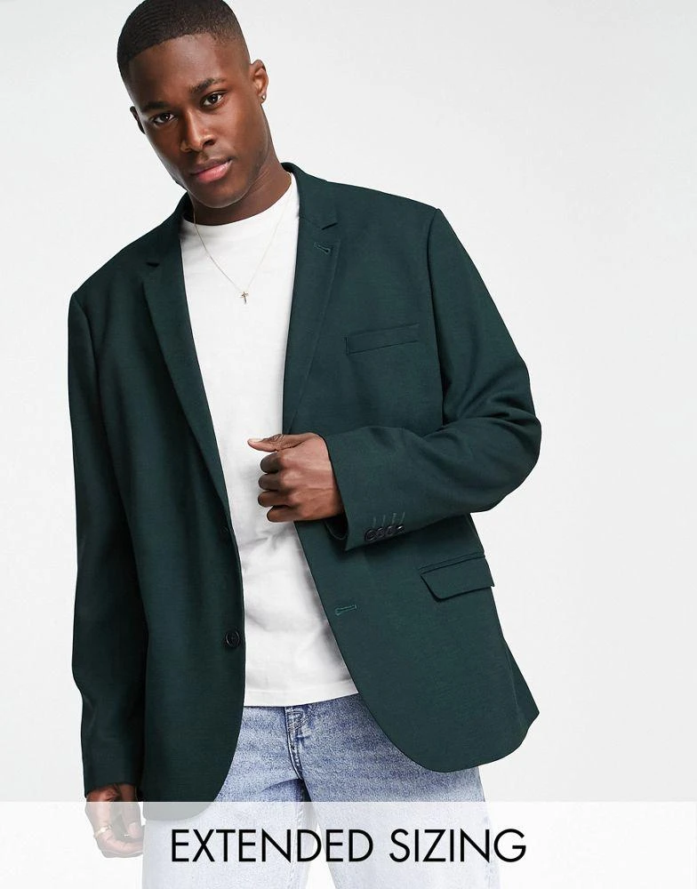 商品ASOS|ASOS DESIGN wedding super skinny suit jacket in forest green micro texture,价格¥452,第1张图片