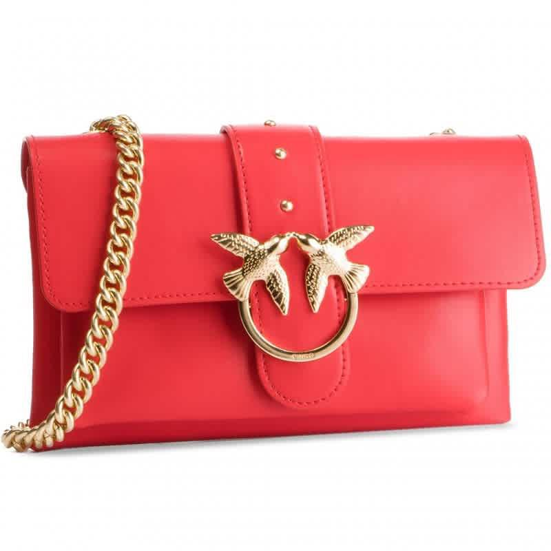 Pinko Ladies Love Mini Leather Shoulder Bag - Red商品第1张图片规格展示