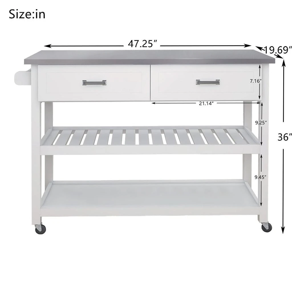 Stainless Steel Table Top White Kicthen Cart 商品