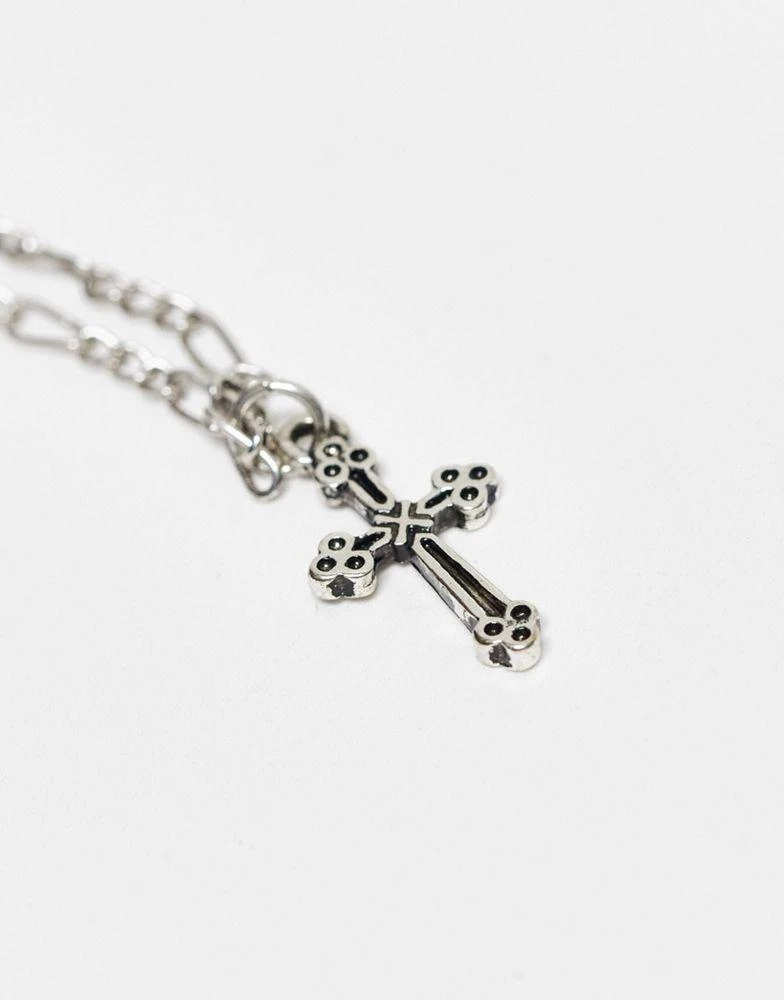 商品Reclaimed Vintage|Reclaimed Vintage inspired multi row mecklace with burnished heart and cross,价格¥129,第2张图片详细描述