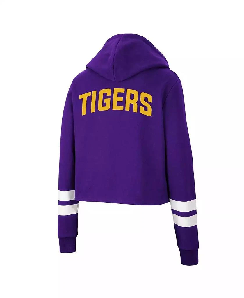 商品Colosseum|Women's Purple LSU Tigers Throwback Stripe Cropped Pullover Hoodie,价格¥278,第3张图片详细描述