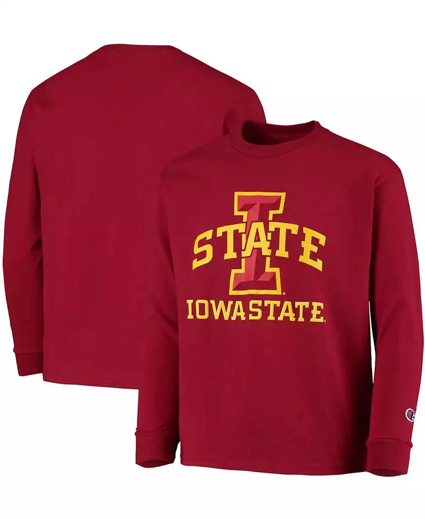 商品CHAMPION|Big Boys and Girls Cardinal Iowa State Cyclones Lockup Long Sleeve T-shirt,价格¥165,第1张图片