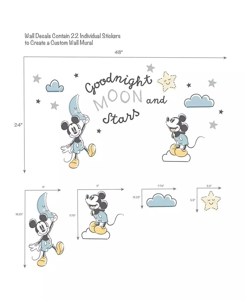 商品Lambs & Ivy|Disney Baby Moonlight Mickey Mouse Blue/Black Wall Decals/Stickers,价格¥149,第2张图片详细描述