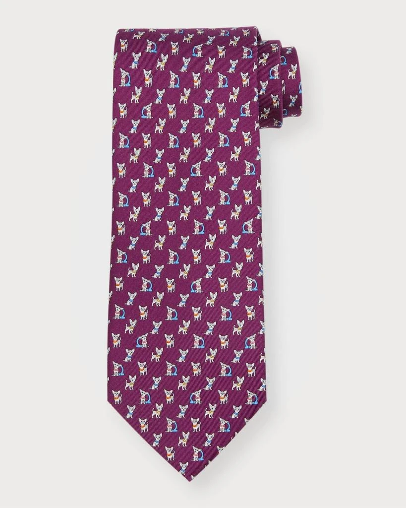 商品Salvatore Ferragamo|Men's 4-Ron Puppy Print Silk Tie,价格¥985,第1张图片