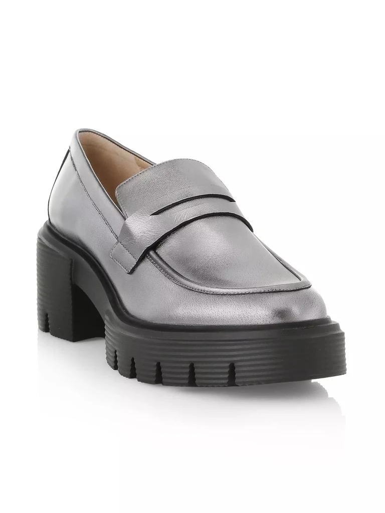 商品Stuart Weitzman|Soho Metallic Leather Lug-Sole Loafers,价格¥2646,第2张图片详细描述