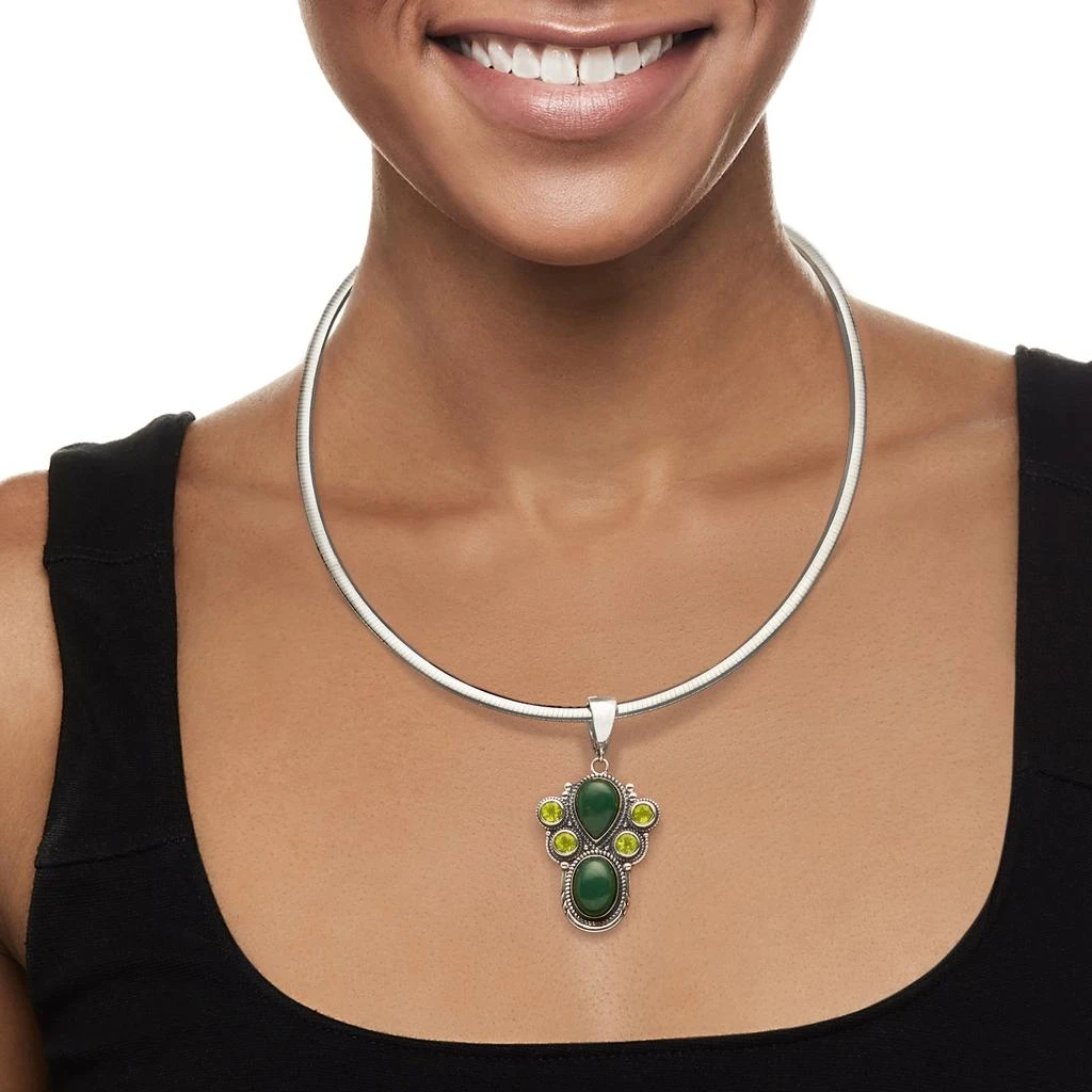 商品Ross-Simons|Ross-Simons Jade and Peridot Pendant in Sterling Silver,价格¥1020,第2张图片详细描述