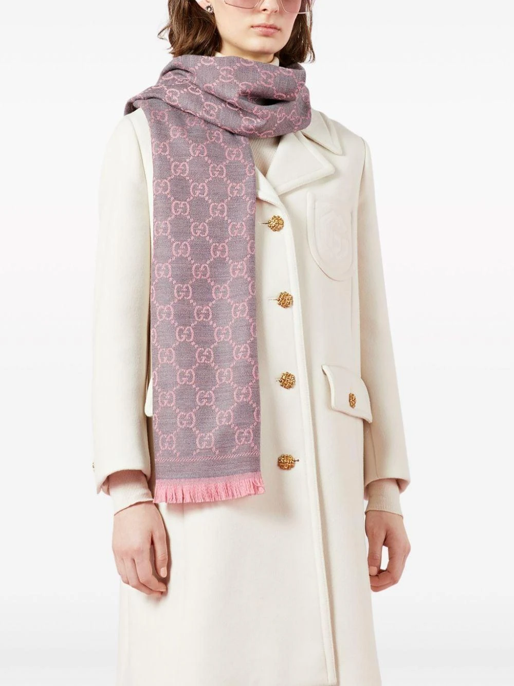 商品Gucci|Gucci 女士围巾 1334833G2001272-5 花色,价格¥2990,第4张图片详细描述