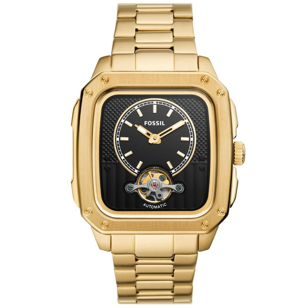 商品Fossil|Men's Inscription Automatic Gold-Tone Stainless Steel Bracelet Watch, 42mm,价格¥1069,第1张图片